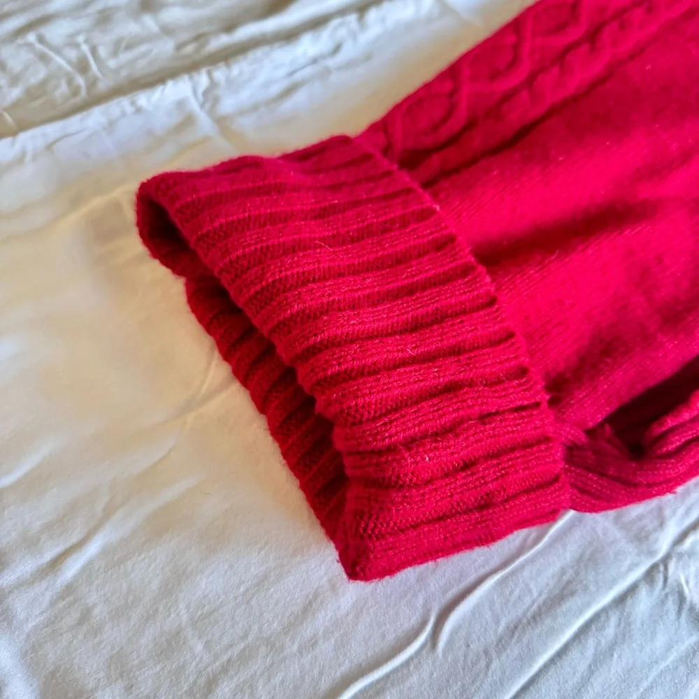 Red Cable Knit Dog Sweater w Turtleneck